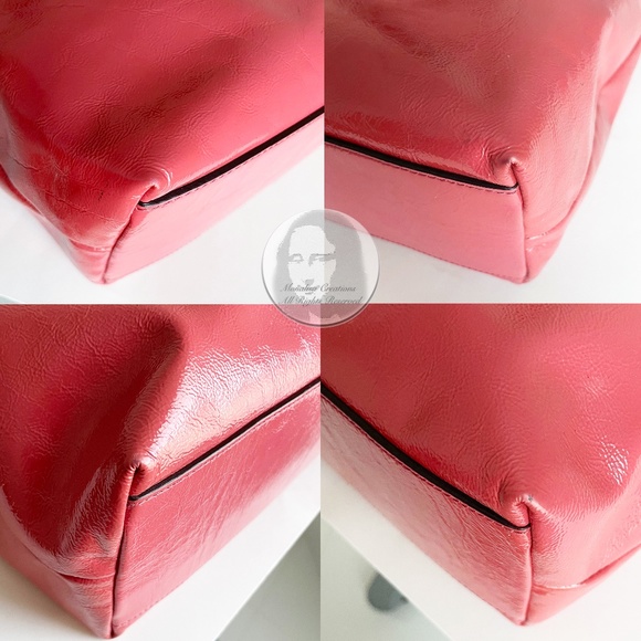 Coach Tote Bag Laura Style F18900 Pink Patent Leather with CC Logo - Picture 9 of 11